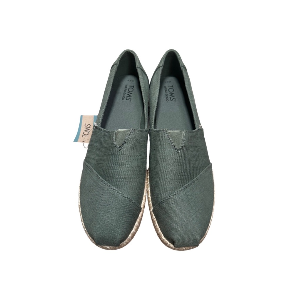 TOMS Womens Alpargata Platform Rope Espadrille Flats Bonsai Green Size 11